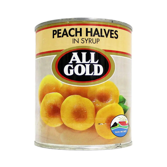 all gold canned peach halves in syrup 24 x 825g