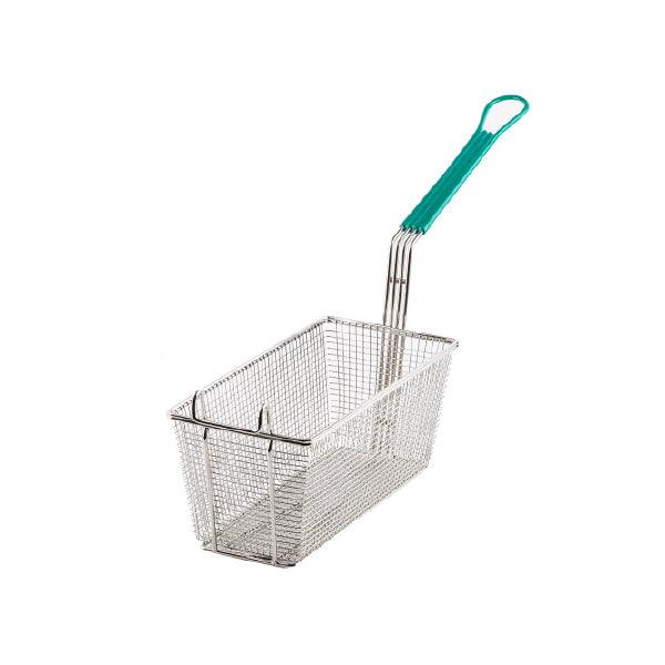 Rectangular Fry Basket with Green Vinyl Handle