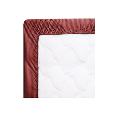 ths zen stripes single fitted cotton bed sheet burgundy