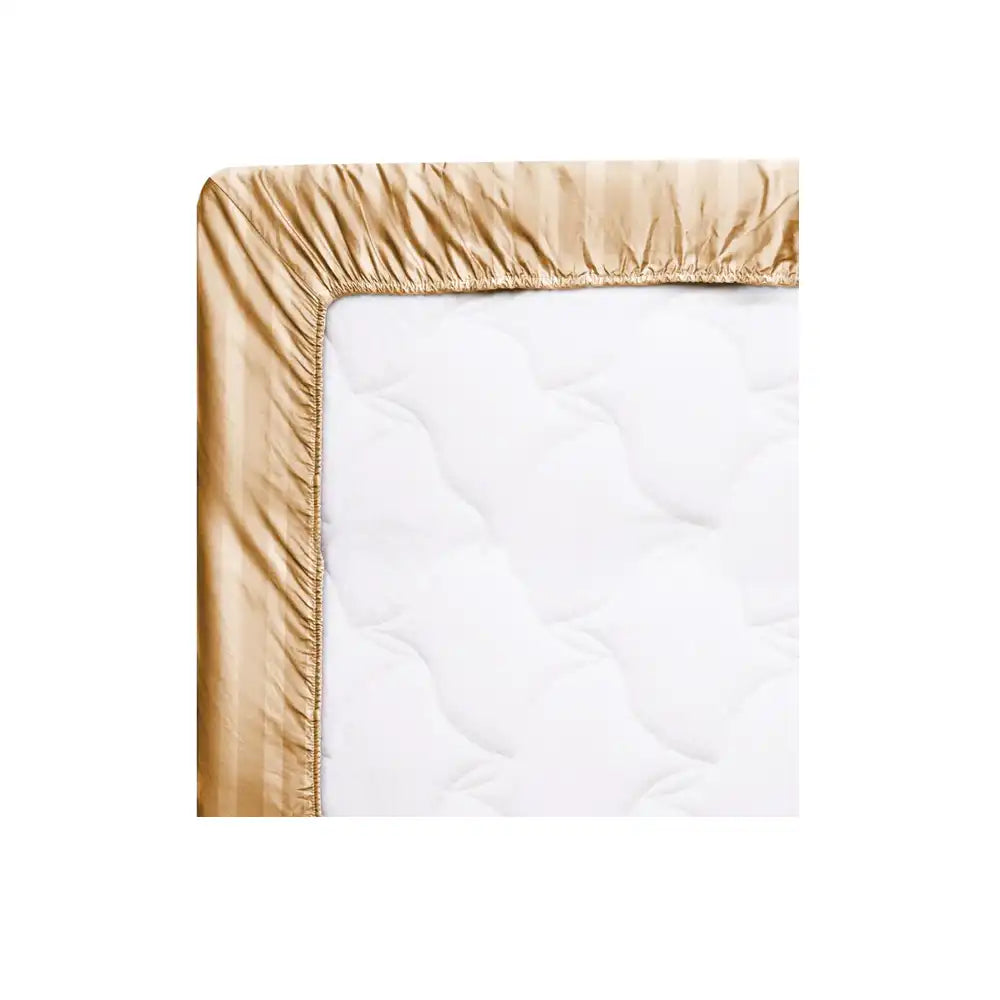 ths eternal stripes king fitted cotton bed sheet gold