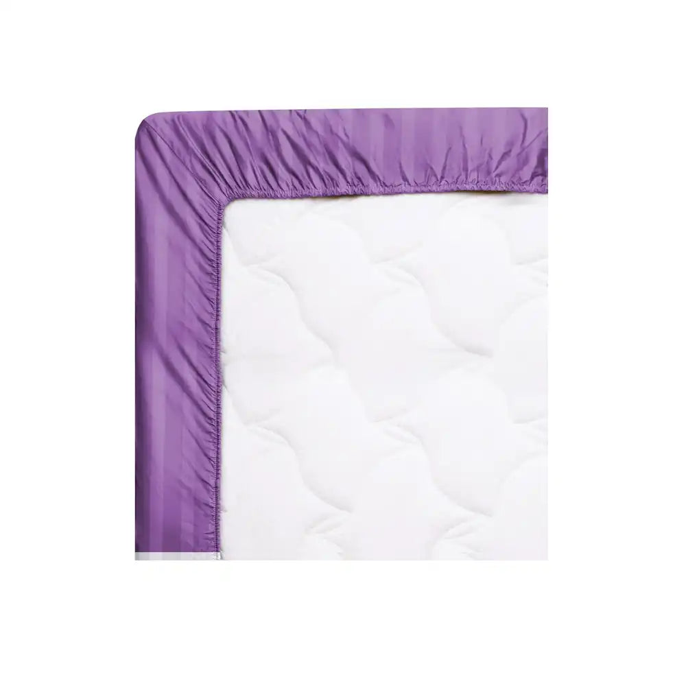 ths eternal stripes queen fitted cotton bed sheet purple