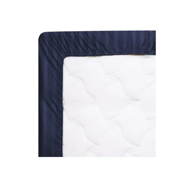 ths eternal stripes super king fitted cotton bed sheet navy blue