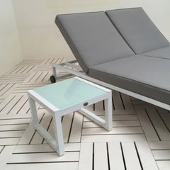 Ambar Bali Sunbed Side Table White, 50 x 37 x 50 cm