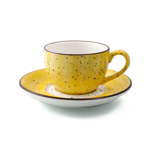 Porceletta Porcelain Coffee Cup & Saucer Yellow Color Glazed, 80 ml