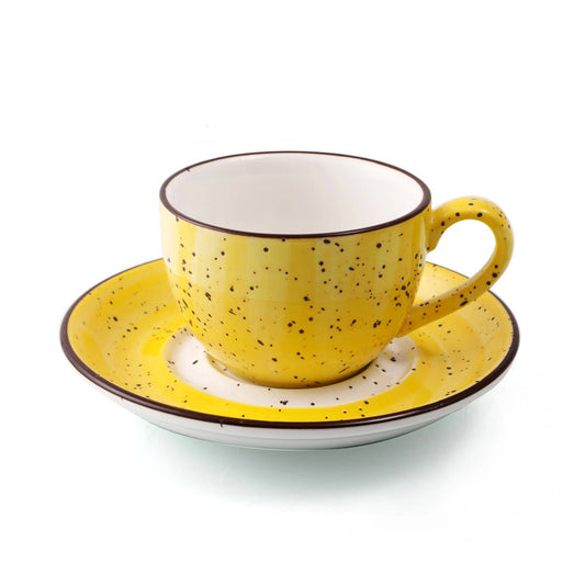 Porceletta Porcelain Coffee Cup & Saucer Yellow Color Glazed, 200 ml