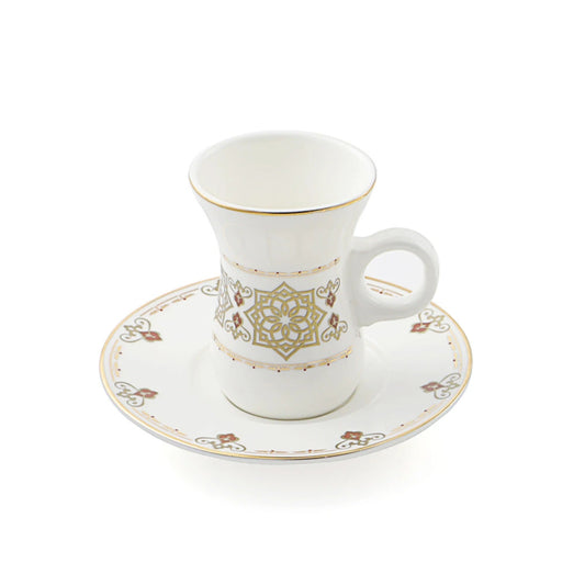Porceletta Porcelain Belly Tea Cup & Saucer Set Ivory, 12 pieces
