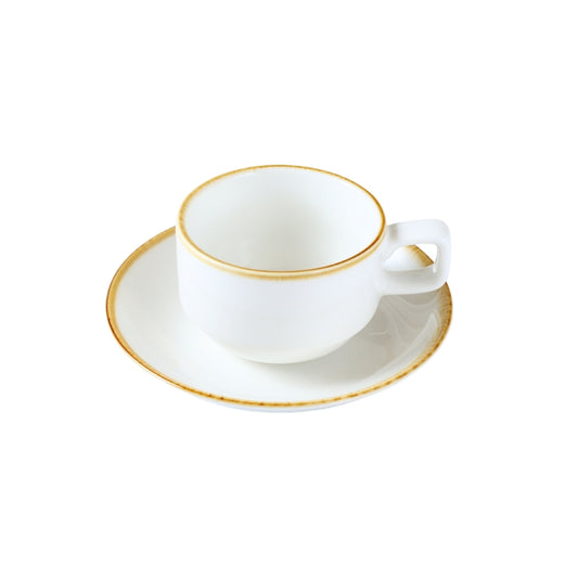Porceletta Porcelain Tea Cup & Saucer Ivory Mocha, 200 ml