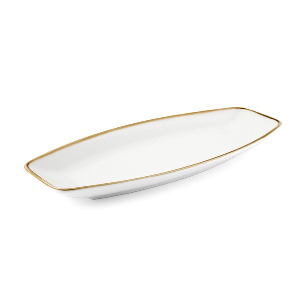 Porceletta Porcelain Boat Shape Plate Ivory Mocha, 30 cm