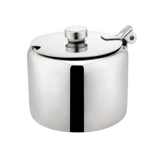 Sunnex Stainless Steel Sugar Bowl With Hinged And Lid, 0.28 Litres - HorecaStore