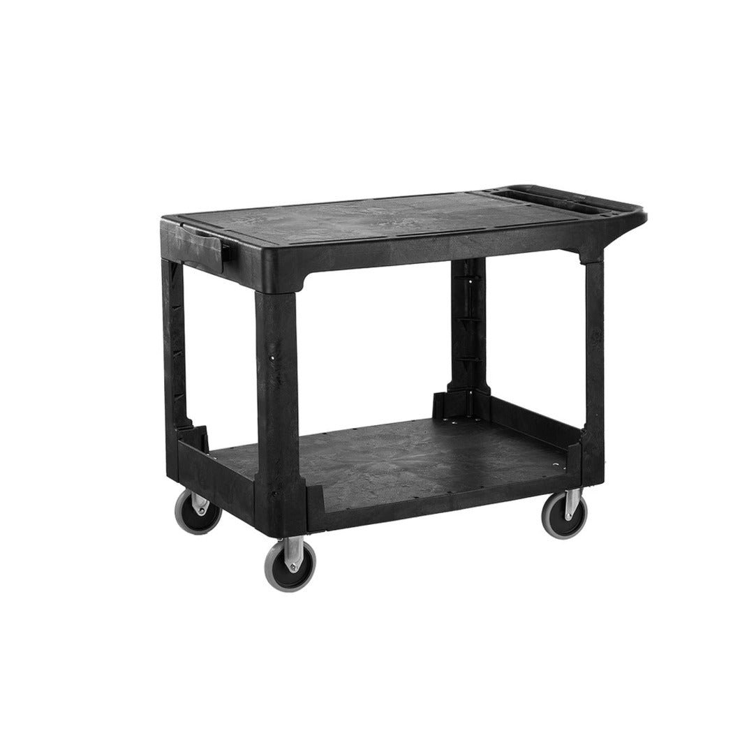 Jiwins Polypropylene Heavy-Duty Flat Shelf Utility Cart Black, 250 kg