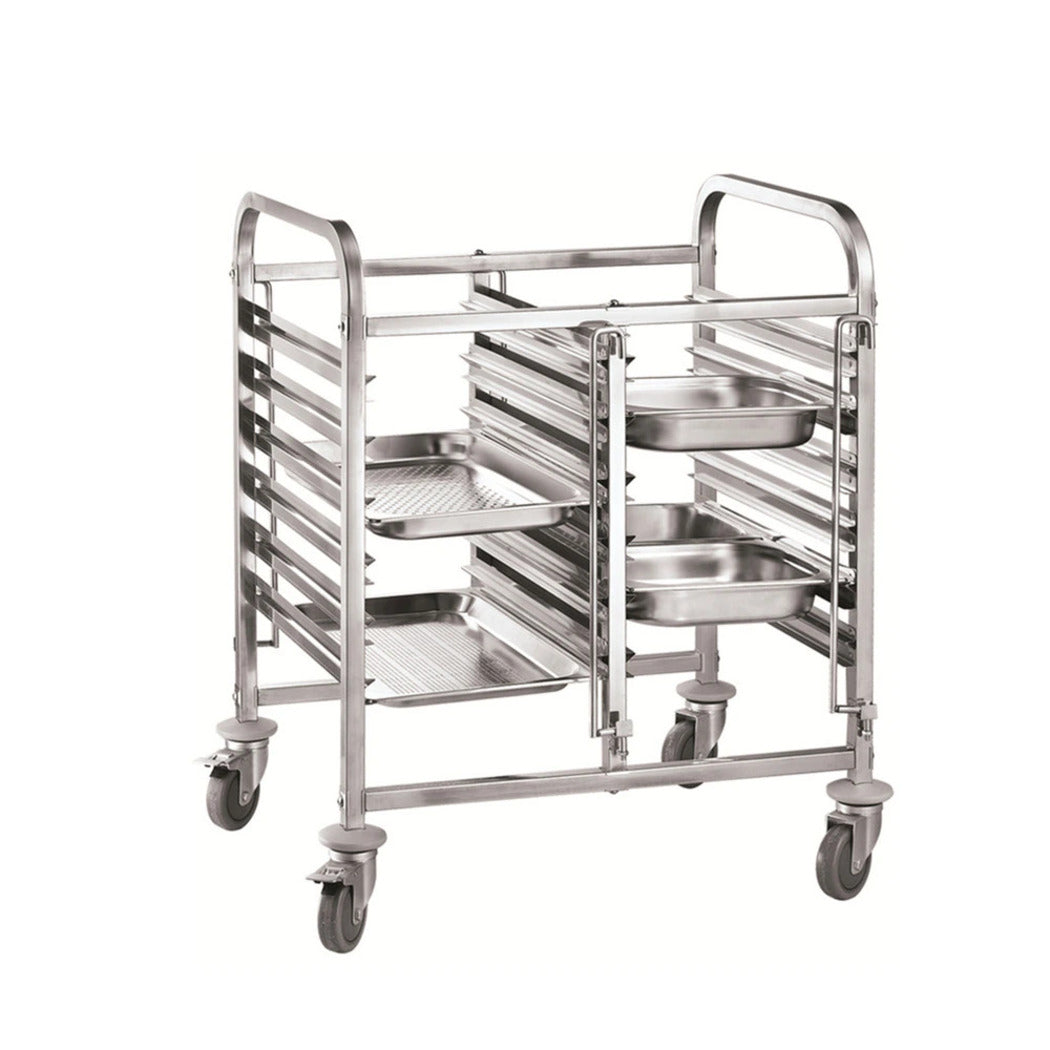 Jiwins Stainless Steel GN 1/1 Pan Dual Rows Trolley 12 Piece Silver, 74 x 55 cm