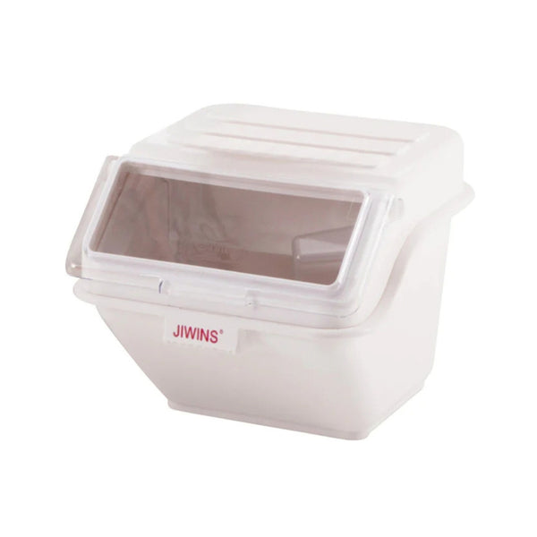 Jiwins Plastic Shelf Ingredient Bins with Lids White, 40 Ltr