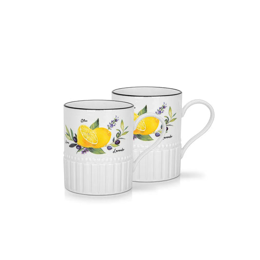 Lemon Provence Series Porcelain Set of 2 Mugs, 400 ml