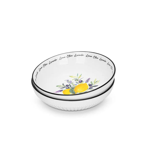 Lemon Provence Series Porcelain Set of 2 Deep Plates, 18 cm