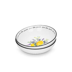 Lemon Provence Series Porcelain Set of 2 Deep Plates, 18 cm