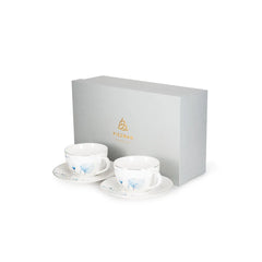 Lyon Series Porcelain 2-Piece Cups with Saucers, 220 ml