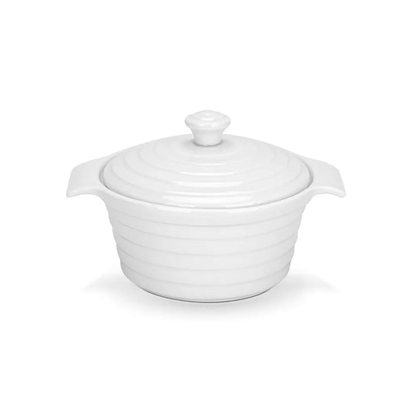 Porcelain Round Mini Pot Baking Dish with Lid, 340 ml Capacity and 13 x 6 cm