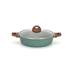 Firenze Series Aluminum Non-Stick Casserole with Glass Lid and Induction Bottom in Green Color, 3.8ltr. Capacity and 28 x 7.2 cm