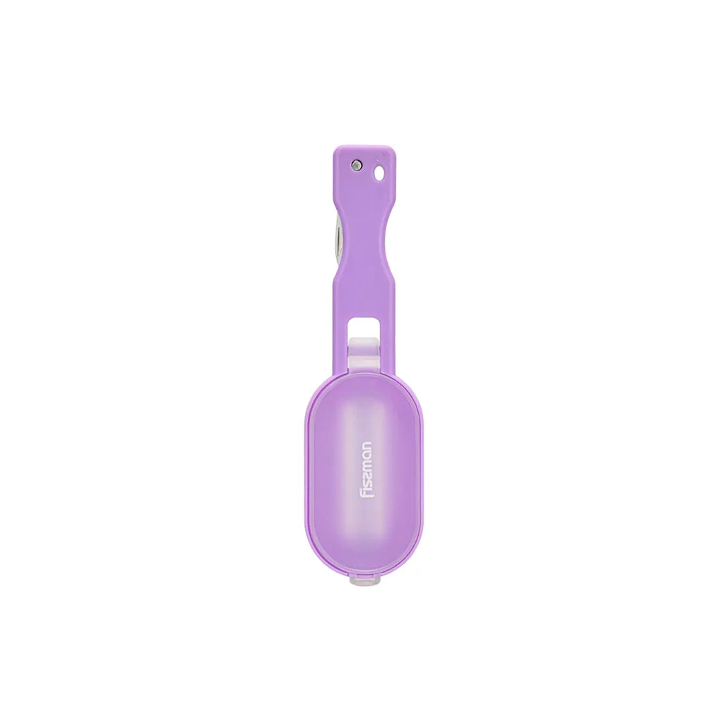 Moon Shaped Fish Scale Scraper Knife with Container in Purple Color, 20 cm