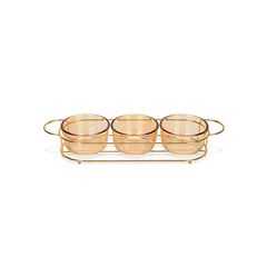 Pristine Series 3-Piece Glass Bowl with Metal Stand, 240 ml Capacity and 36 x 10.4 x 5.7 cm