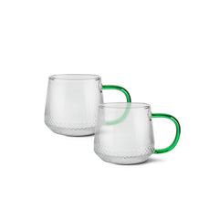 Heat Resistant Glass 2 Piece Set of Tea Coffee Mugs, 320 ml