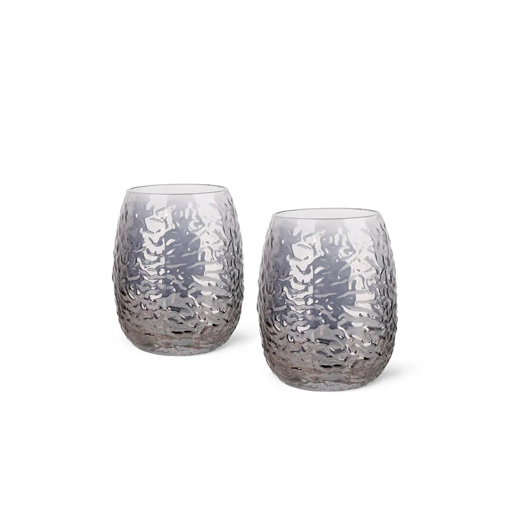 Solid Glass 2 Piece Tumbler Glass Set in Grey Color, 360 ml