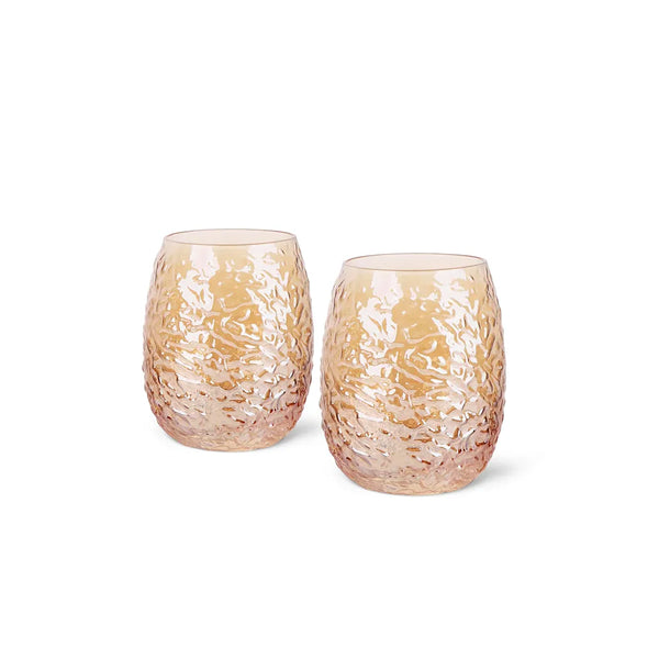 Solid Glass 2 Piece Tumbler Glass Set in Beige Color, 360 ml