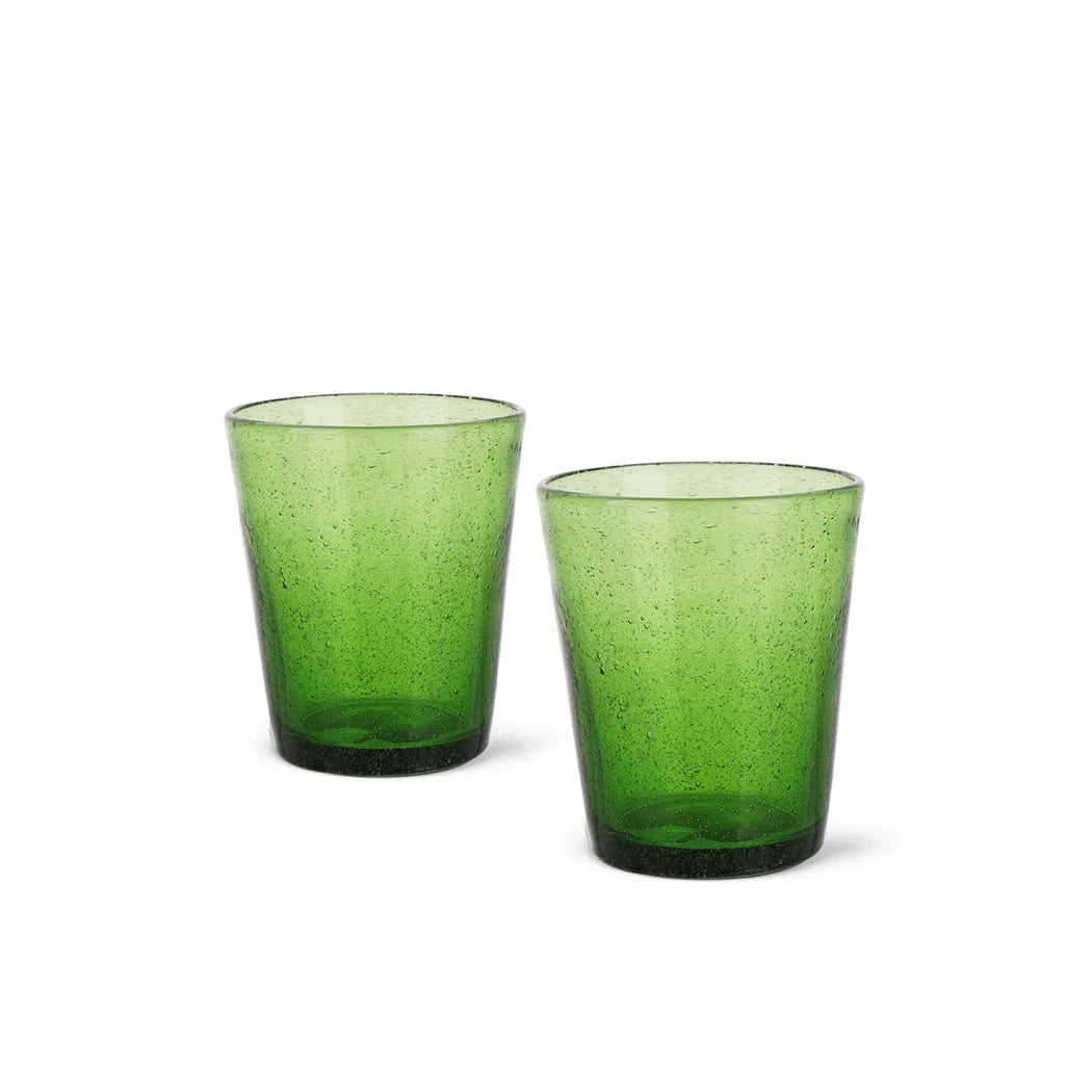 Solid Glass 2 Piece Tumbler Glass Set in Green Color, 330 ml