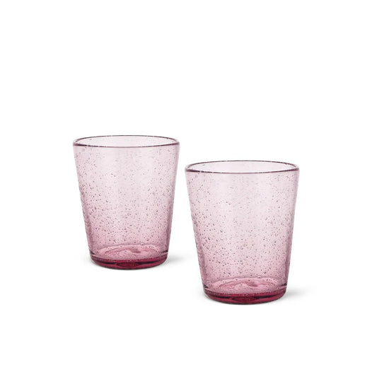 Solid Glass 2 Piece Tumbler Glass Set in Pink Color, 330 ml