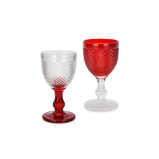 2 Piece Set of Wine Glass in Red Color, 280 ml