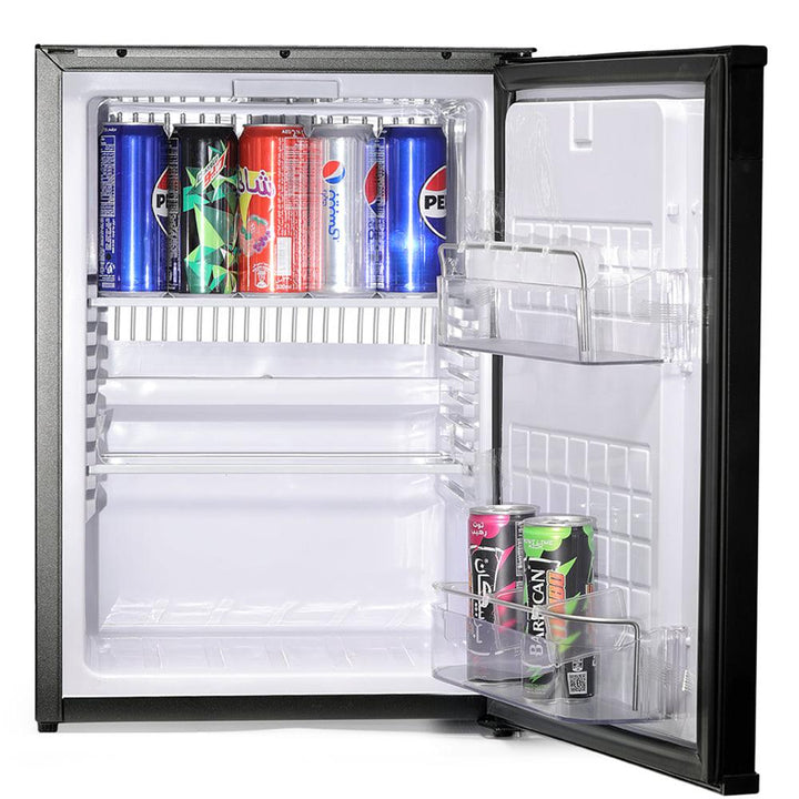 Roomwell UK High Cool Absorption Minibar, Solid Door 30 Liters, H 49 x W 40 x D 40.6 cm, 100% Silent, Ultra-Cooling, CFC/HCFC Free, Color Black - HorecaStore