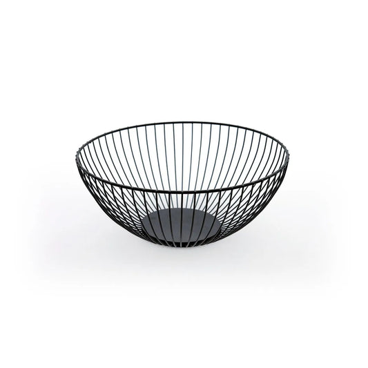 Wire Metal Fruit Basket, L 28 x W 28 x H 7.5cm, Display Basket, Bread Basket, Color Black