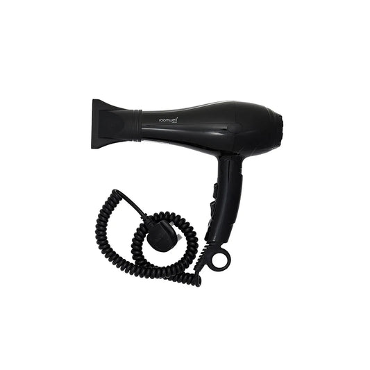 Roomwell Fiji II Foldable Hair Dryer, Fast Drying 1800-2100 W, Overheating Safety, Nozzle, 2 Speed & 3 Heat Setting, Color Black