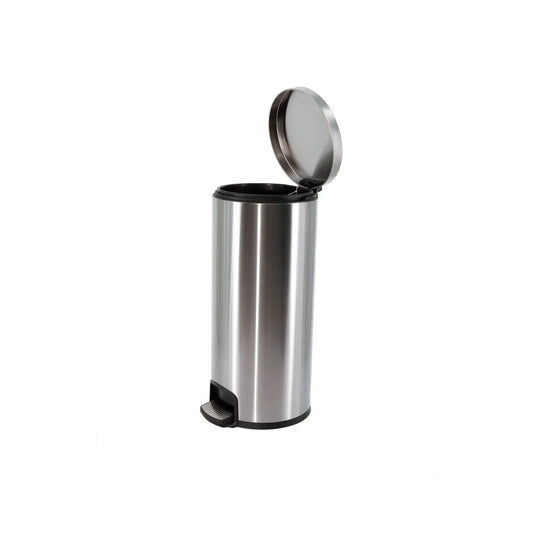 Roomwell Action Round Stainless Steel 20 L Pedal Bin with Soft Close Lid Silver