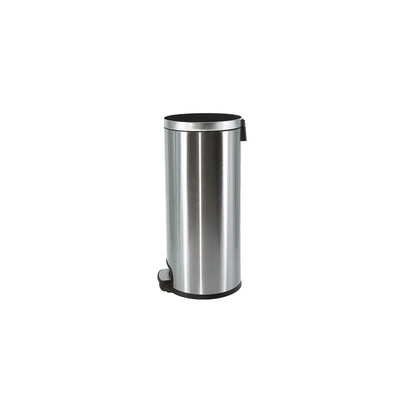 Roomwell Action Round Stainless Steel 20 L Pedal Bin with Soft Close Lid Silver