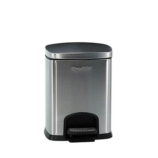 Roomwell Just Slim Stainless Steel Rectangular 5 L Pedal Bin, With Soft Close Lid Silver