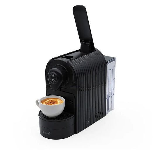 ماكينة صنع قهوة اسبريسو من رومويل يو كيه 800 مل، جرعة واحدة فورية/.Double Short Expresso، خزان مياه قابل للفصل، إيقاف تلقائي، اللون أسود