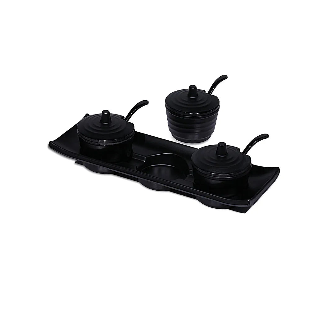 THS Melamine Hammered Finish Pickle Set 9.75" Black