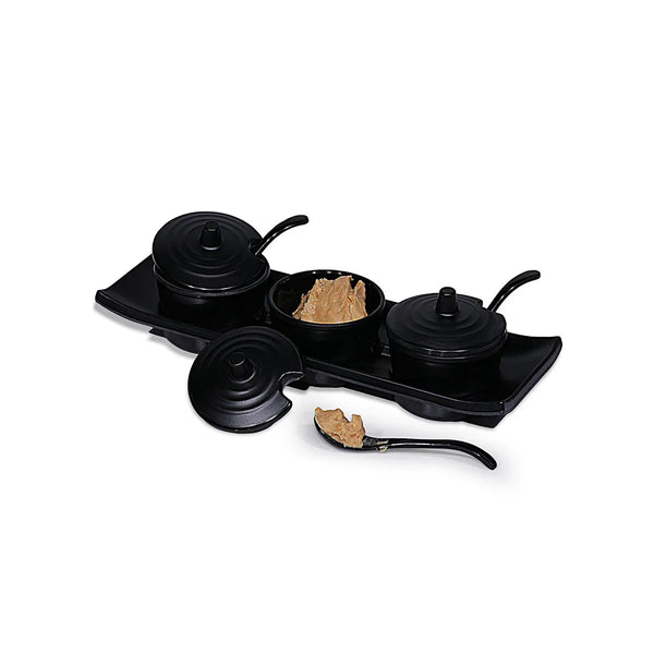 THS Melamine Hammered Finish Pickle Set 9.75" Black