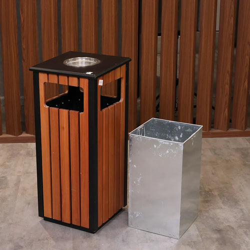 Street/Wood Outdoor Recycle Garbage Bin size. L45 x W45 x H85 cm