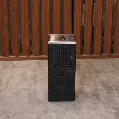 Swing Top Square Garbage Bin Black 25.5 X 25.5 X60 cm