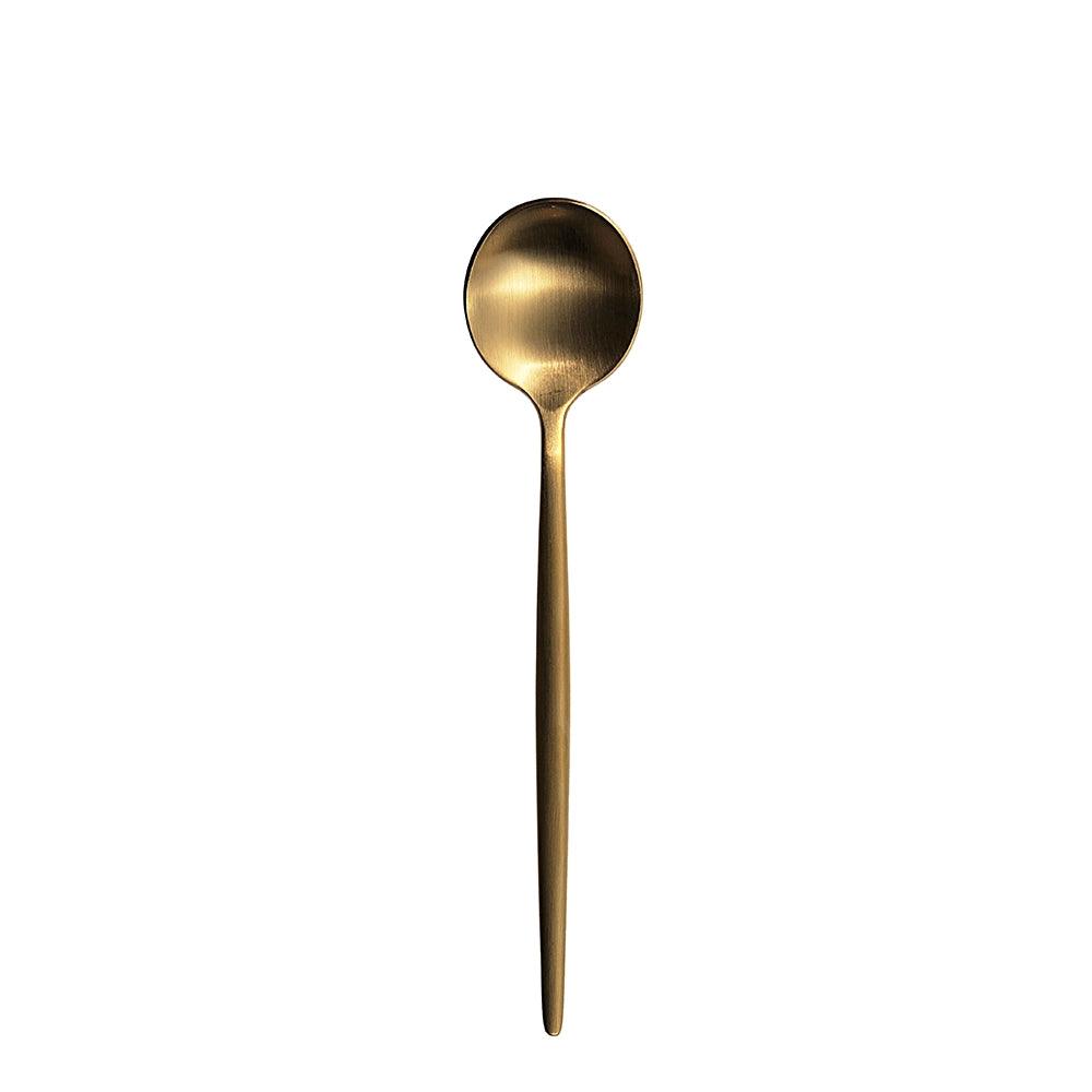 Furtino England Oscar Dessert Spoon Matt Gold 18/10 Stainless Steel Dessert Spoon 8mm, Pack Of 12 - HorecaStore