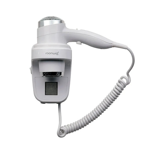 Roomwell Classic 1800W Wall Mounted Hair Dryer with Shaver Socket, Long Life Motor, Anti-Theft, High Power, 3 Heat/2 Speed, Cold Shot, Color White