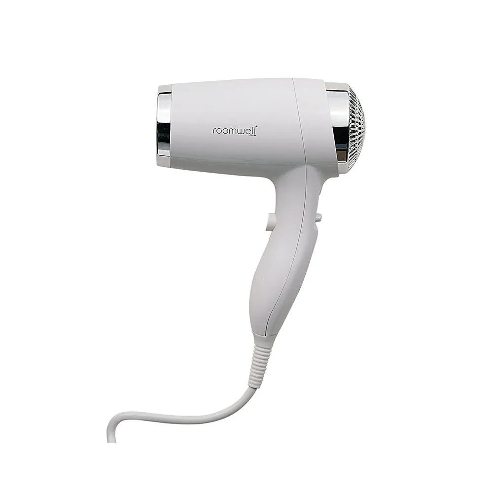 Roomwell Classic 1800W Wall Mounted Hair Dryer with Shaver Socket, Long Life Motor, Anti-Theft, High Power, 3 Heat/2 Speed, Cold Shot, Color White