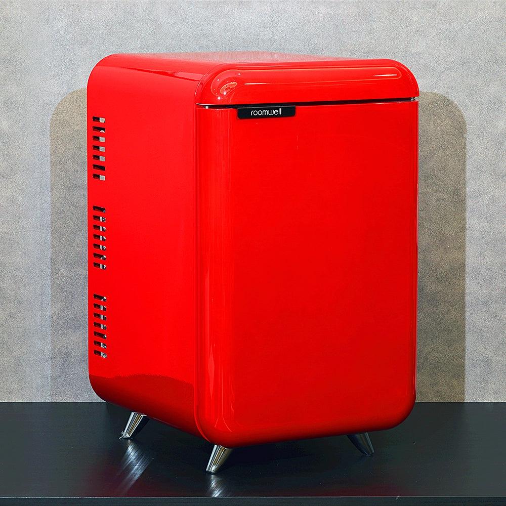 Roomwell Retro Compressor Minibar 38 Litres, H 65.5 x W 40 x D 44 cm, Energy Efficient, Fast Cooling, Color Red - HorecaStore
