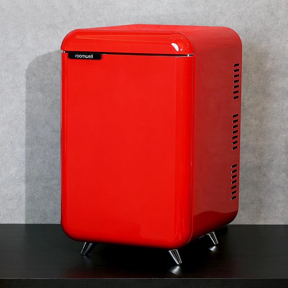Roomwell Retro Compressor Minibar 38 Litres, H 65.5 x W 40 x D 44 cm, Energy Efficient, Fast Cooling, Color Red - HorecaStore