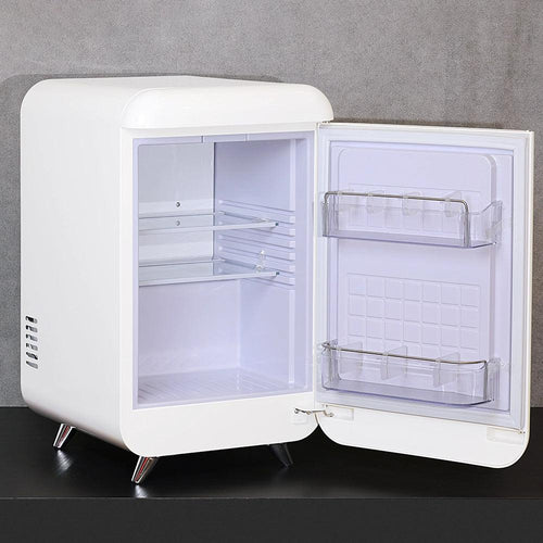 Roomwell UK Retro Compressor Minibar 38 Liters, H 65.5 x W 40 x D 44 cm, Energy Efficient, Fast Cooling, Color White