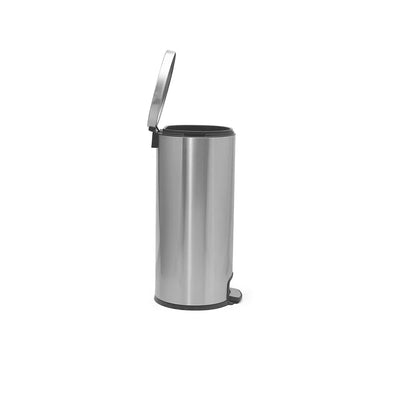 Roomwell Action Round Stainless Steel 30 L Pedal Bin with Soft Close Lid Silver