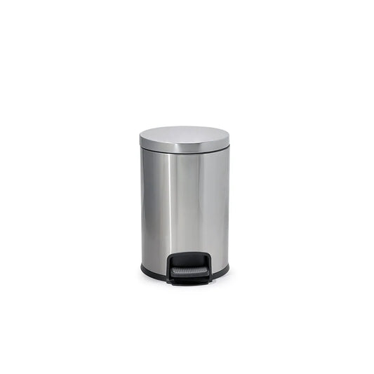 Roomwell Action Round Stainless Steel 3 L Pedal Bin with Soft Close Lid Silver