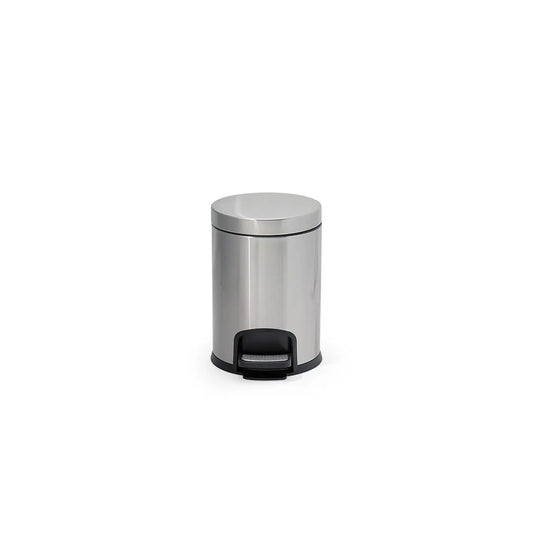 Roomwell Action Round Stainless Steel 5 L Pedal Bin with Soft Close Lid Silver